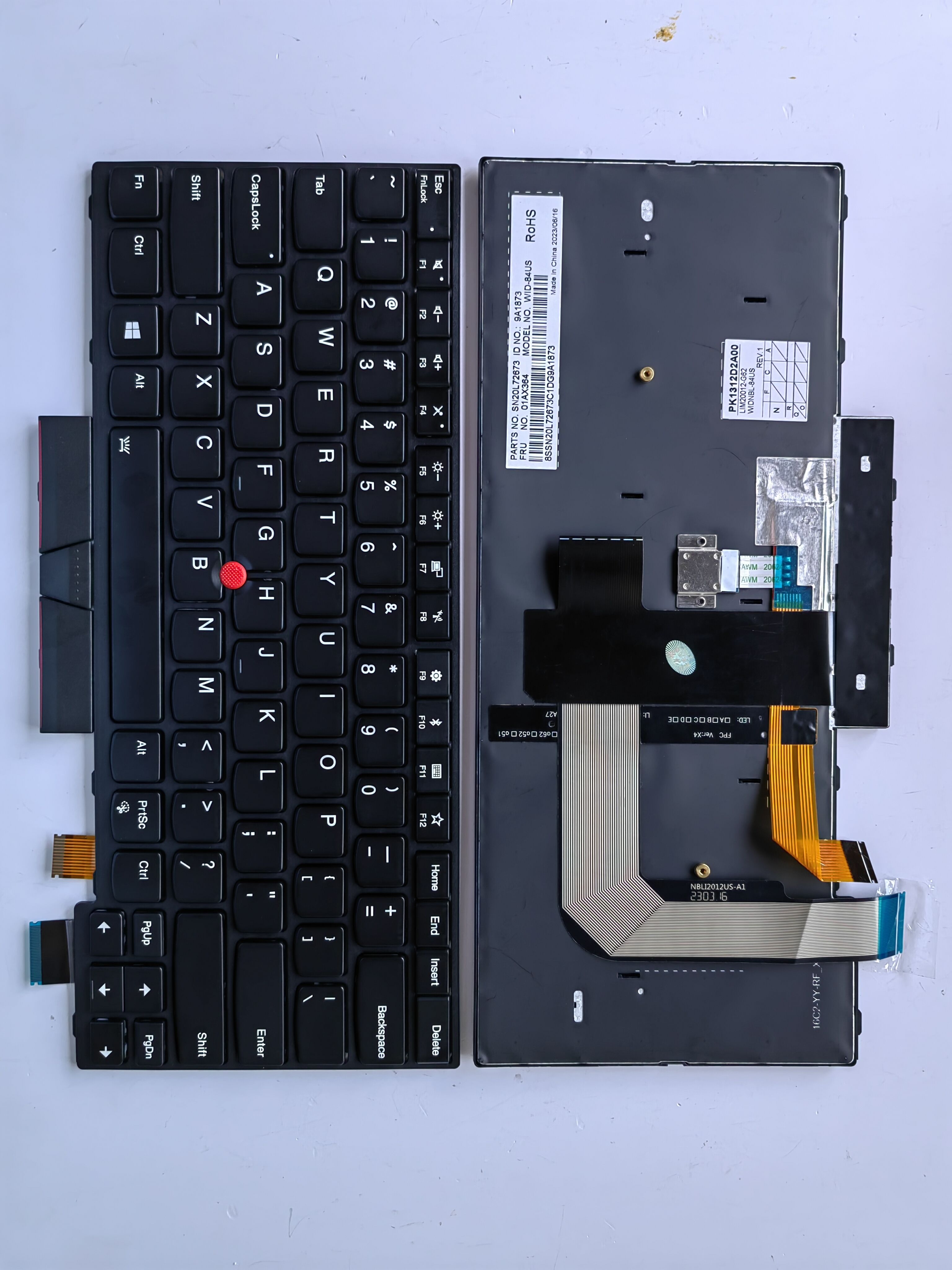Picture of New Replacement Laptop Keyboard For IBM T470/T480/A475/A485 BLACK FRAME BLACK With Point Backlit (OEM) US Layout